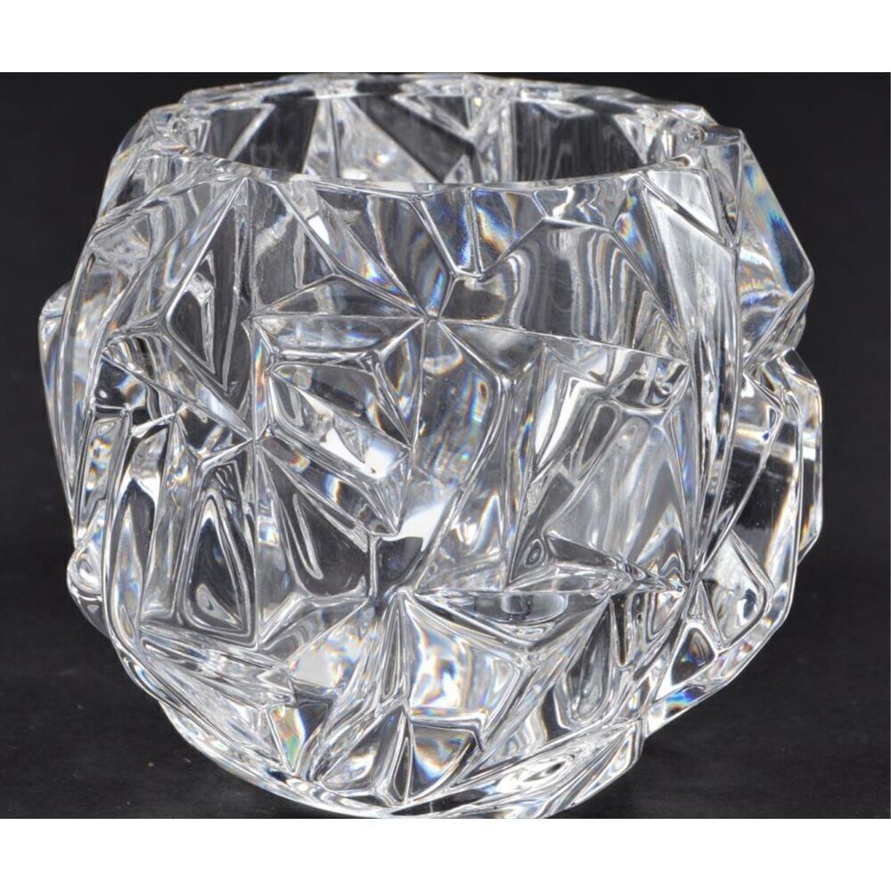 Tiffany & Co. Retired Rock Cut Crystal Glass Votive Candle Tea Light Holder MCM